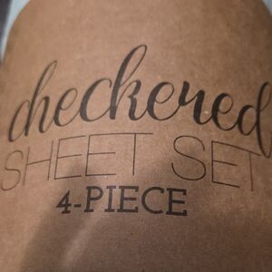 Checkered Sheet Set - 4-Piece Brown